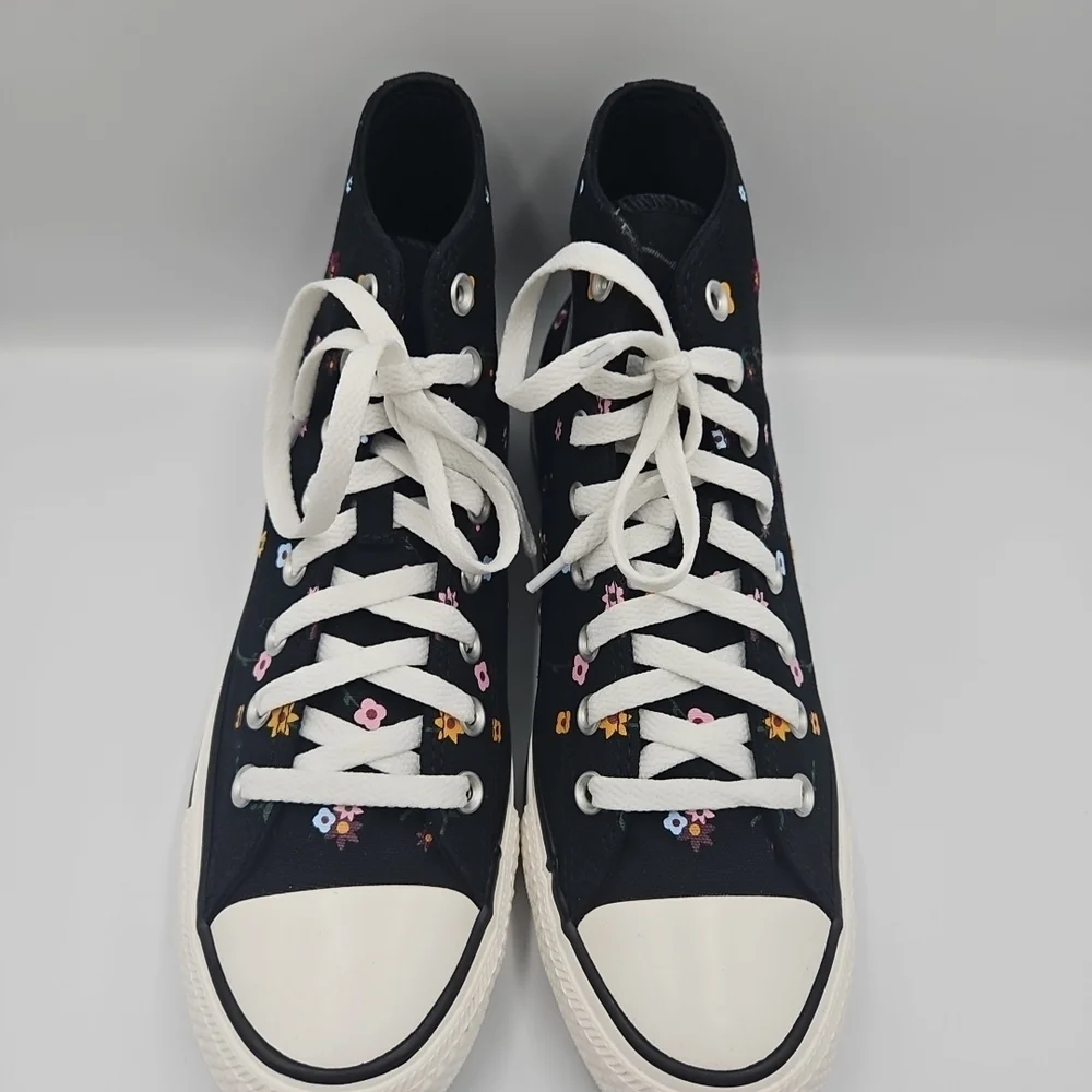 Converse Women's Black Multicolor Floral High-Tops - Picture 3 of 9